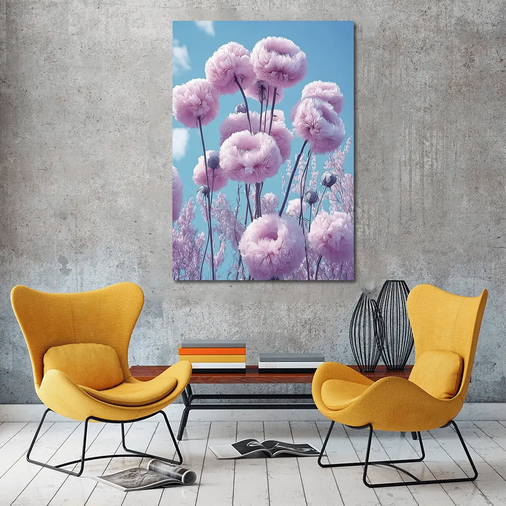 Pink Peonies Against Blue Sky – Wall Art