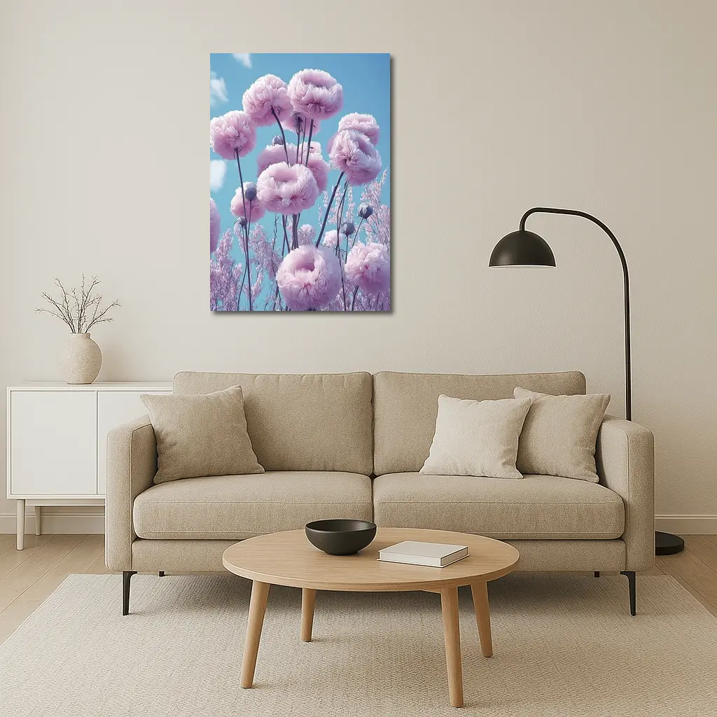 Pink Peonies Against Blue Sky – Wall Art