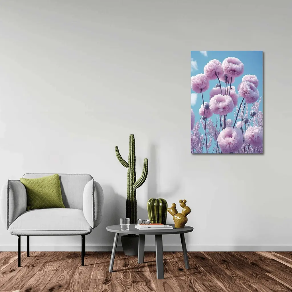 Pink Peonies Against Blue Sky – Wall Art