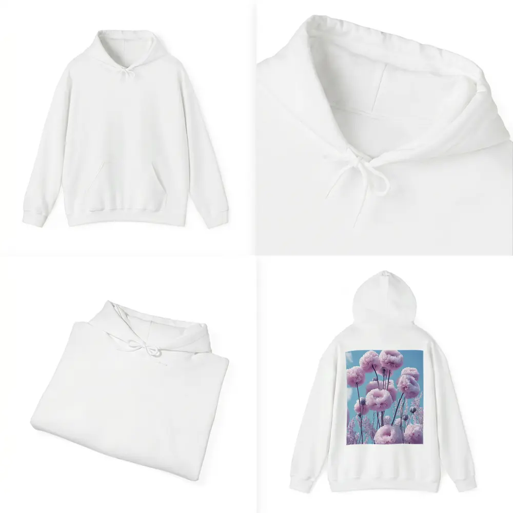 Pink Peonies Against Blue Sky – Hoodies