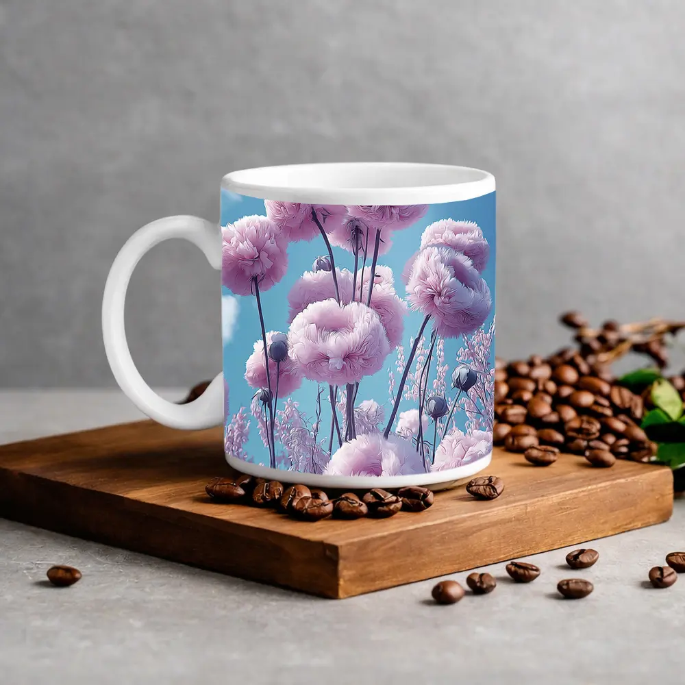 Pink Peonies Against Blue Sky – Mugs