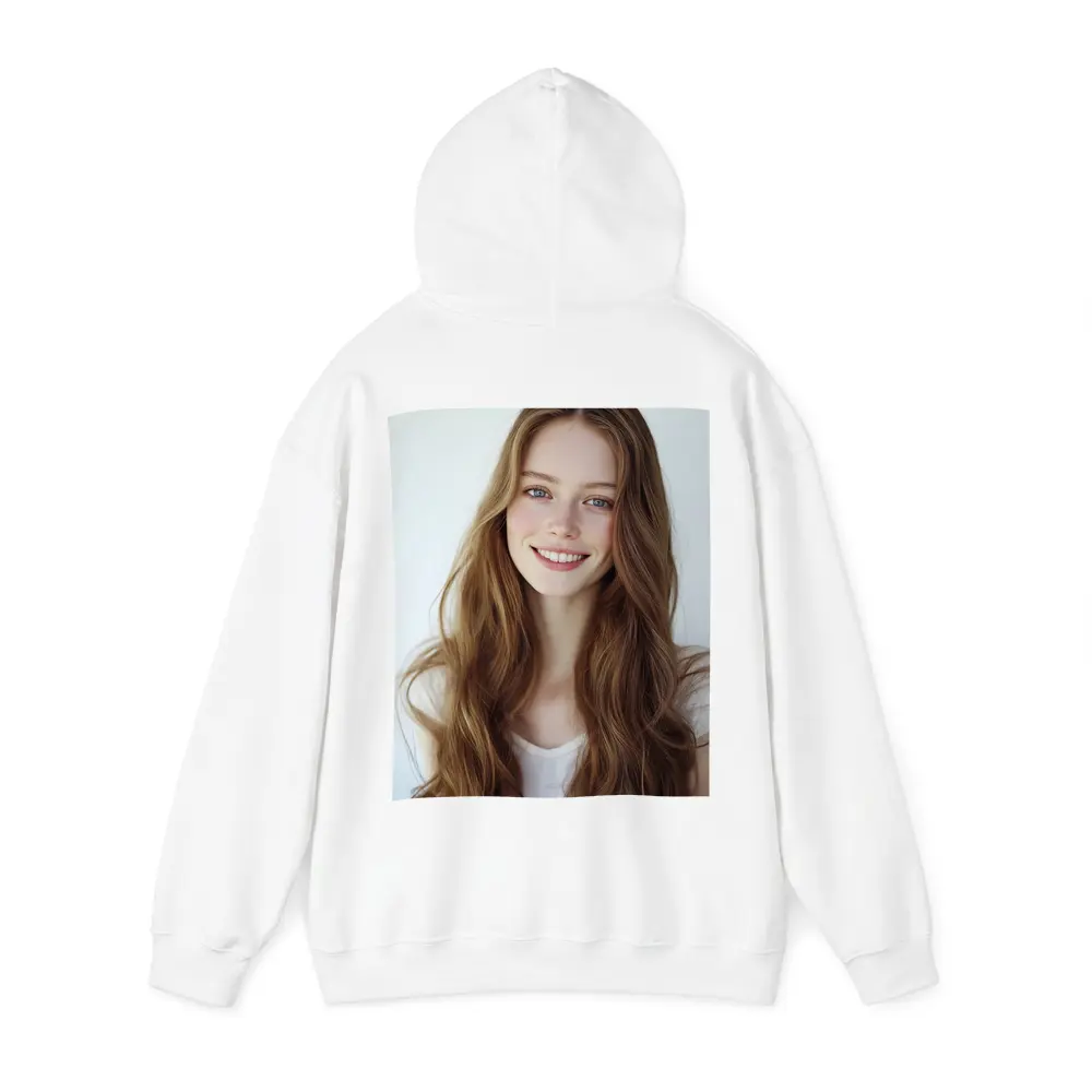 Young Woman Portrait White Background Smiling – Hoodies