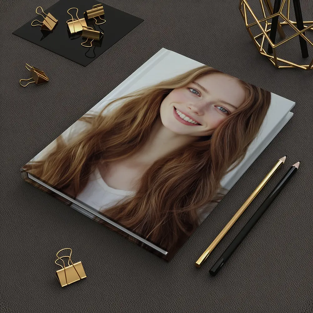 Young Woman Portrait White Background Smiling – Notebooks