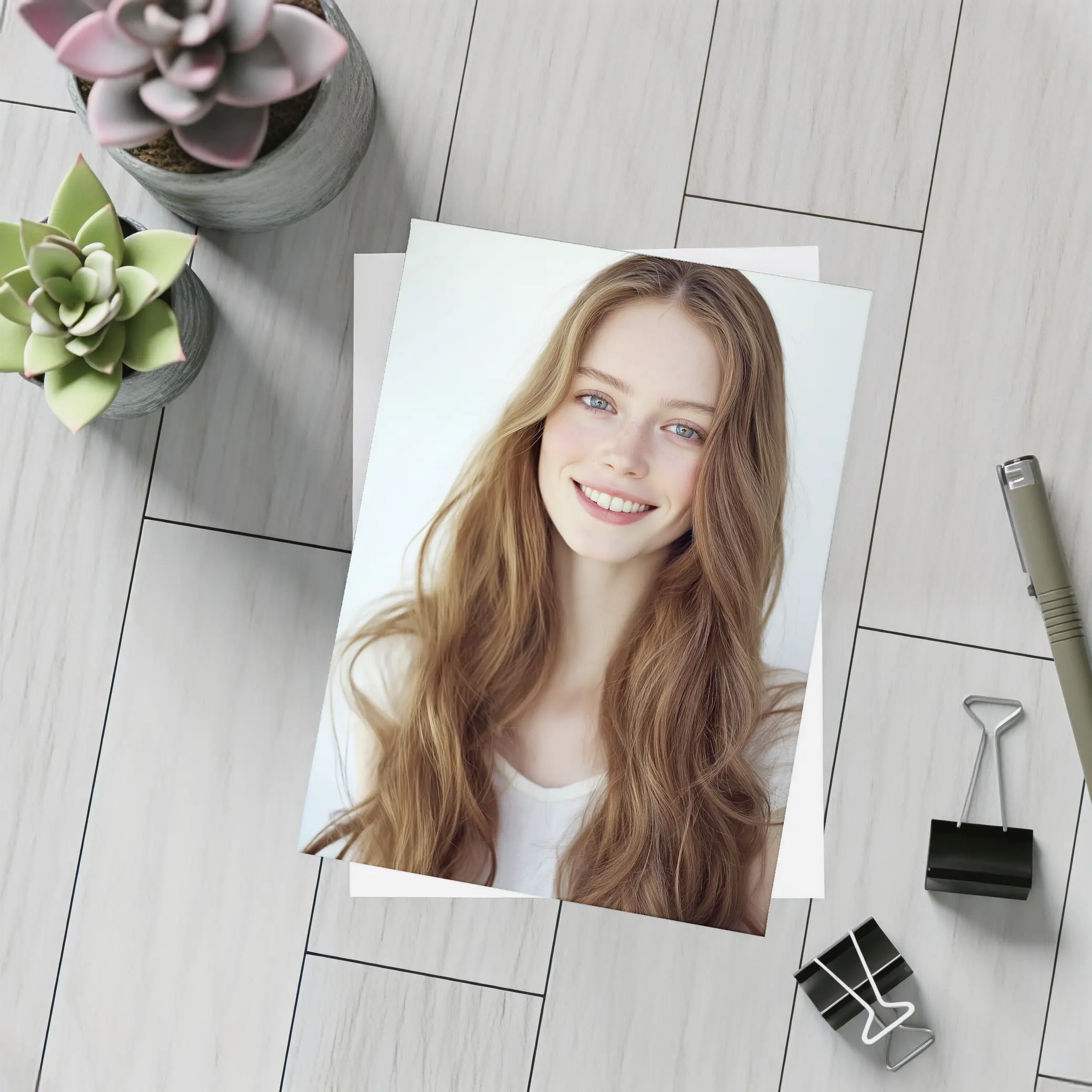 Young Woman Portrait White Background Smiling – Postcards