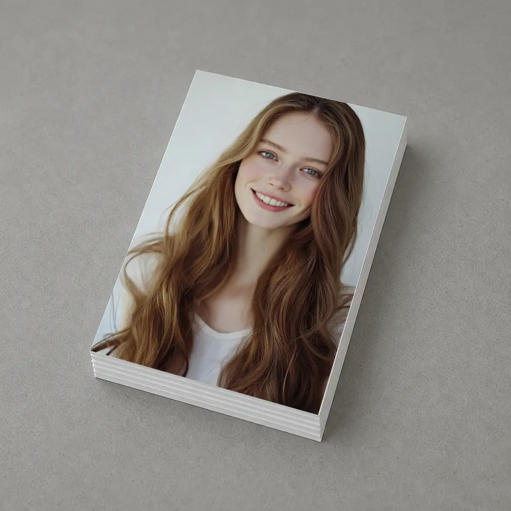 Young Woman Portrait White Background Smiling – Postcards