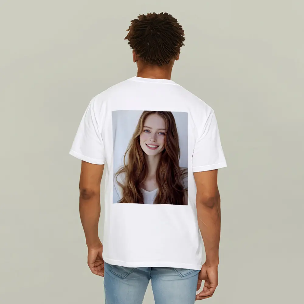 Young Woman Portrait White Background Smiling – T-Shirts