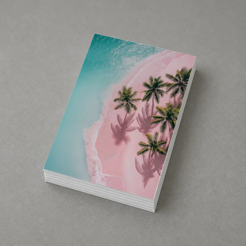 Aerial Pink Sand Beach Palm Trees – Postcards