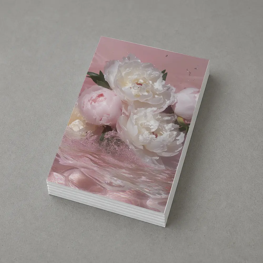 White Pink Peonies Splashing in Water – Postcards