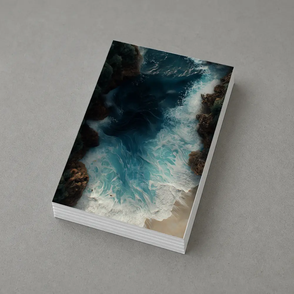 Aerial Ocean Waves Crashing Rocky Coastal Shore – Postcards