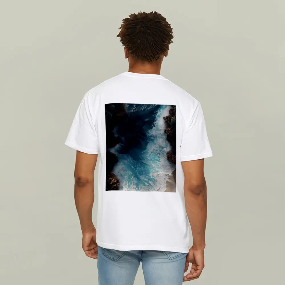 Aerial Ocean Waves Crashing Rocky Coastal Shore – T-Shirts