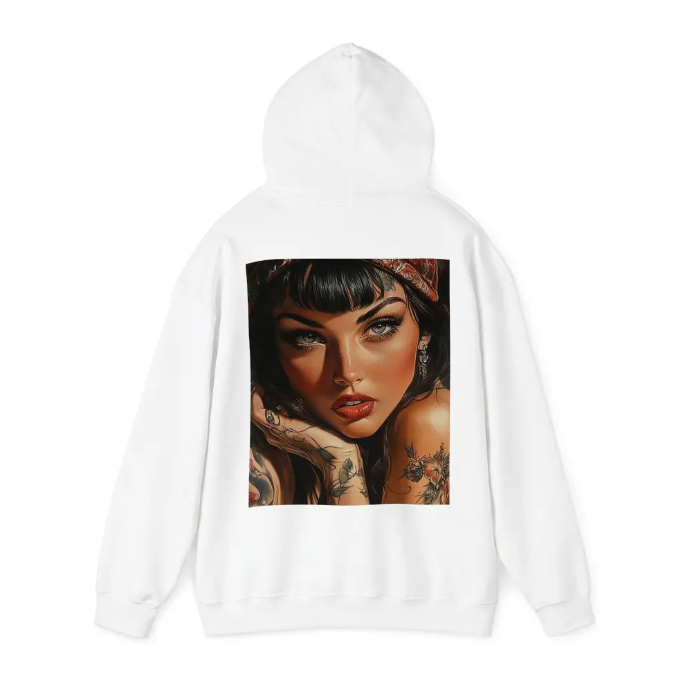Tattooed Woman Portrait Dark Background Art – Hoodies