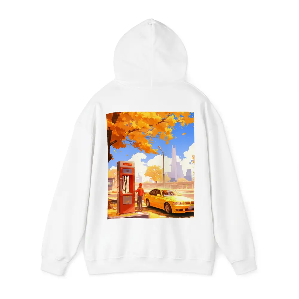 Anime Boy Yellow BMW Autumn City Street – Hoodies
