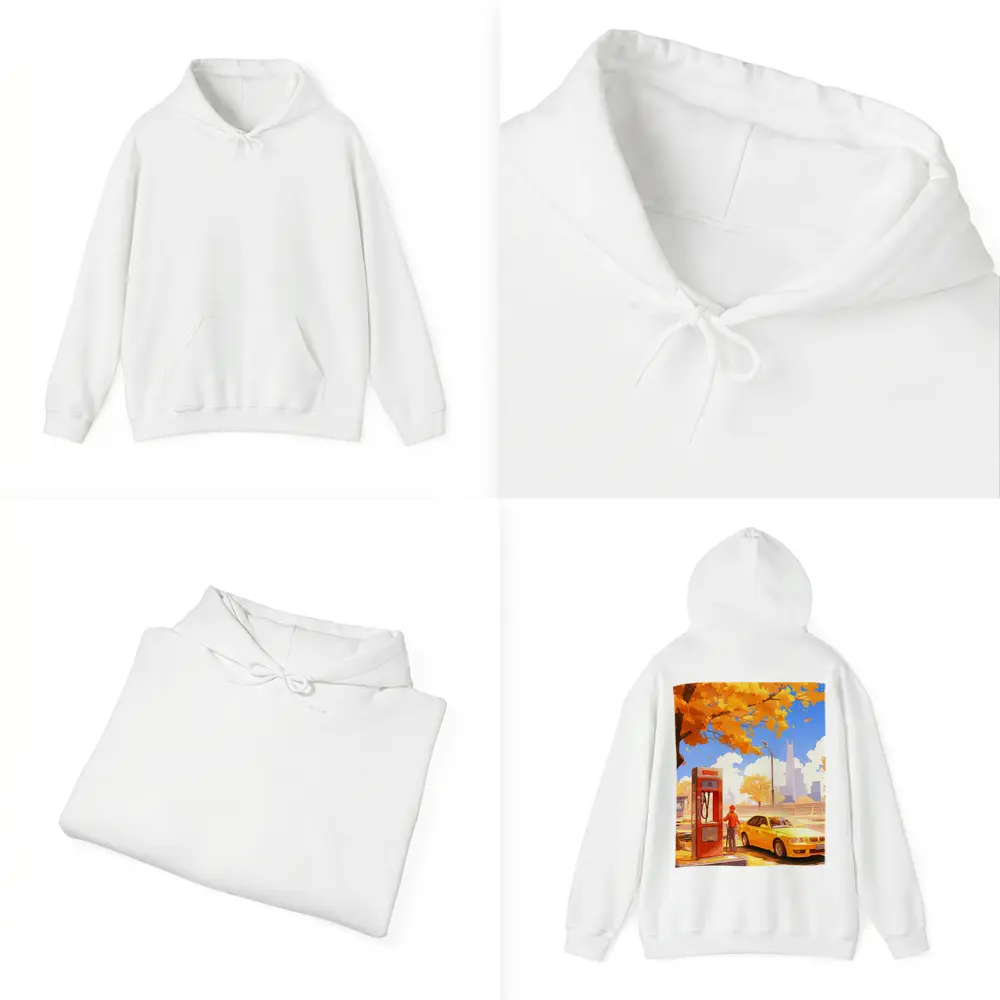 Anime Boy Yellow BMW Autumn City Street – Hoodies