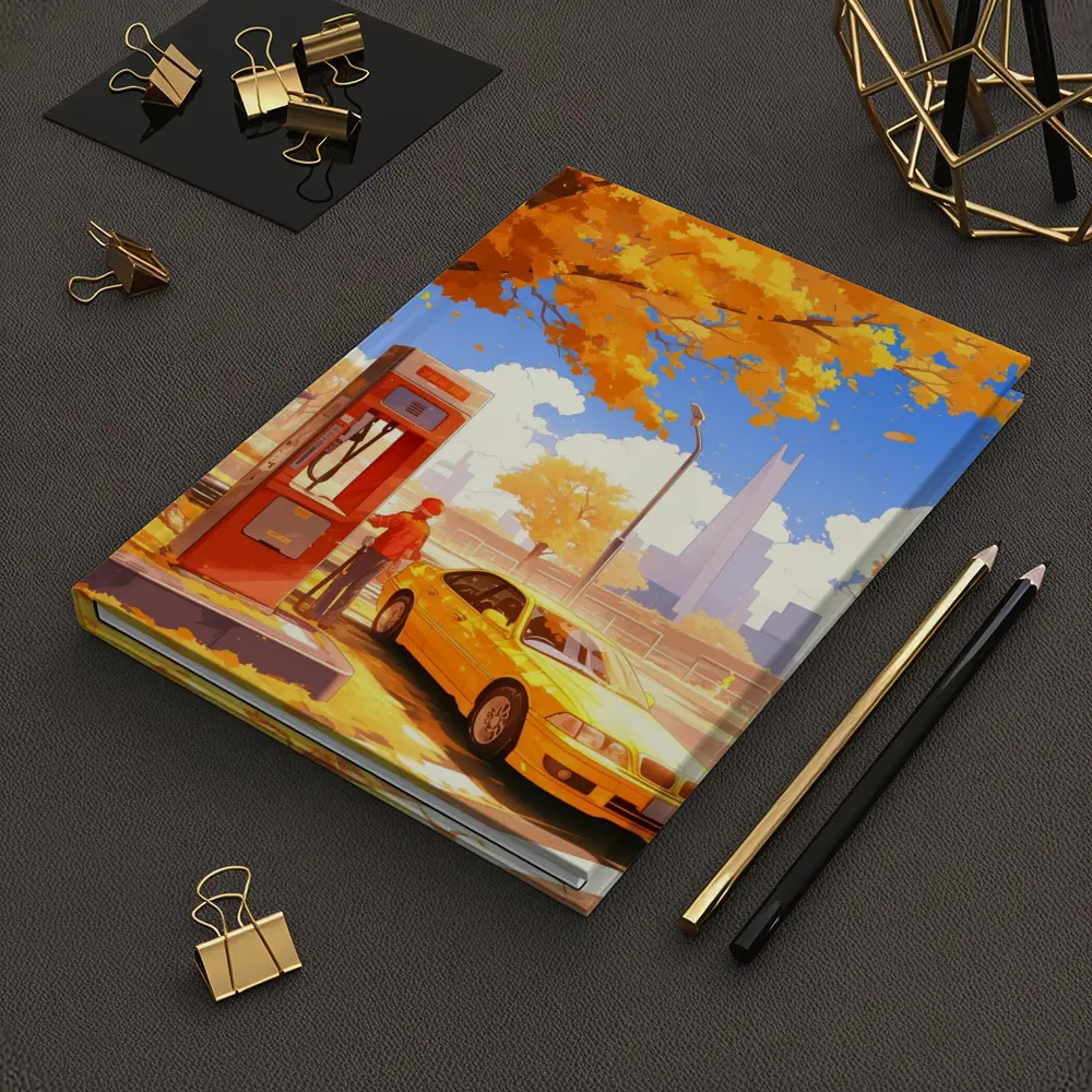 Anime Boy Yellow BMW Autumn City Street – Notebooks