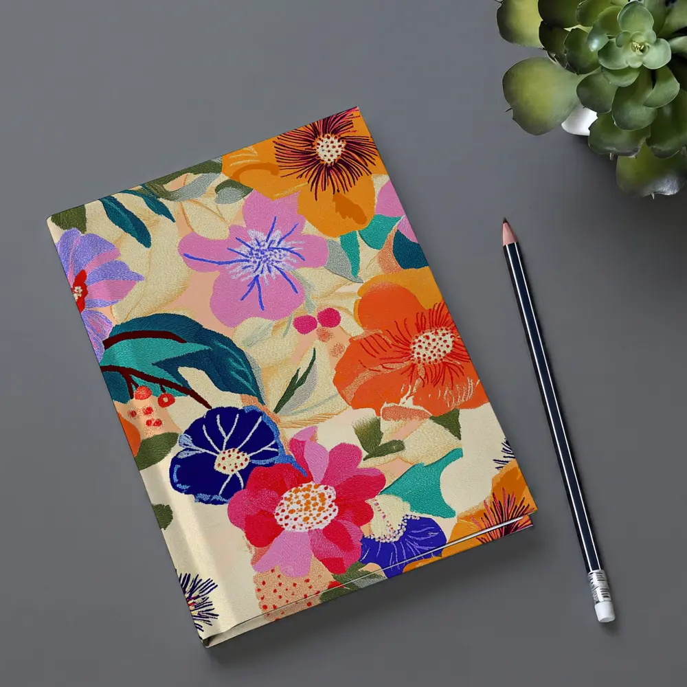 Bold Tropical Floral Pattern Illustration Beige – Notebooks
