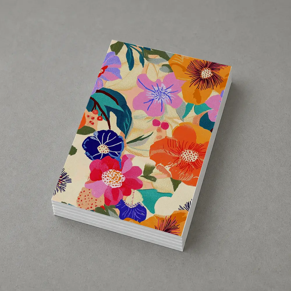 Bold Tropical Floral Pattern Illustration Beige – Postcards
