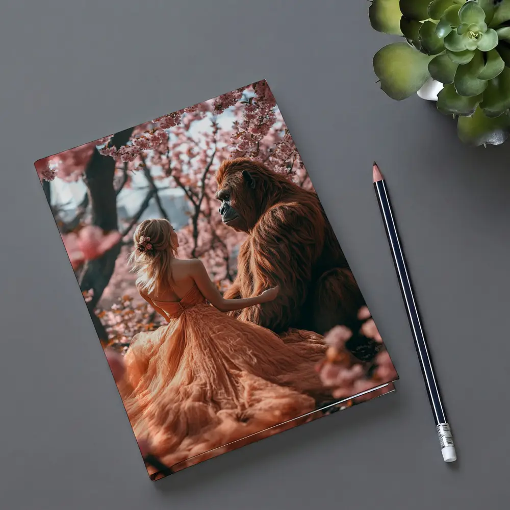 Woman and Gorilla Among Cherry Blossoms – Notebooks
