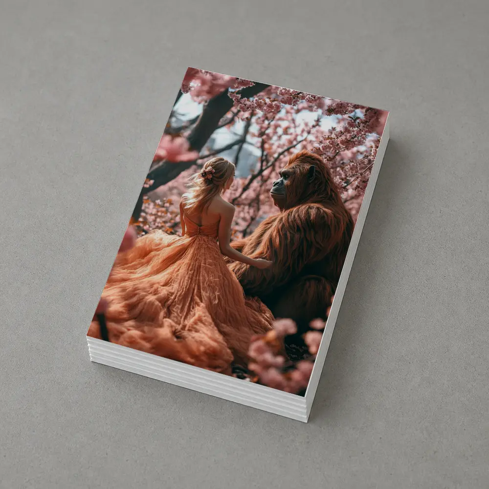 Woman and Gorilla Among Cherry Blossoms – Postcards