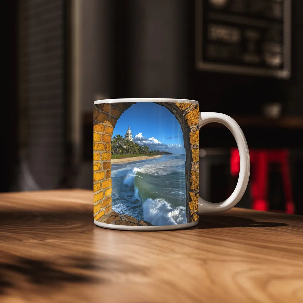 Ocean Waves Through Stone Arch Coastal – Mugs