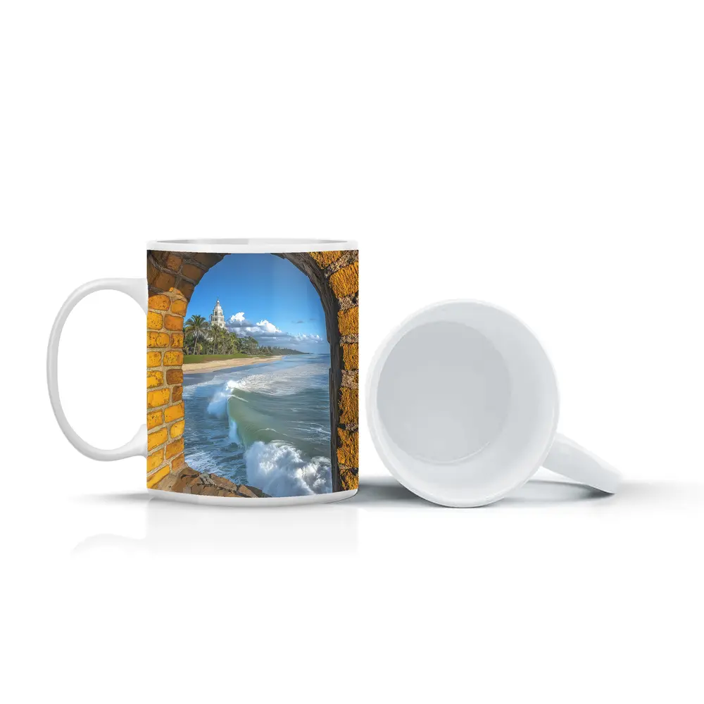 Ocean Waves Through Stone Arch Coastal – Mugs