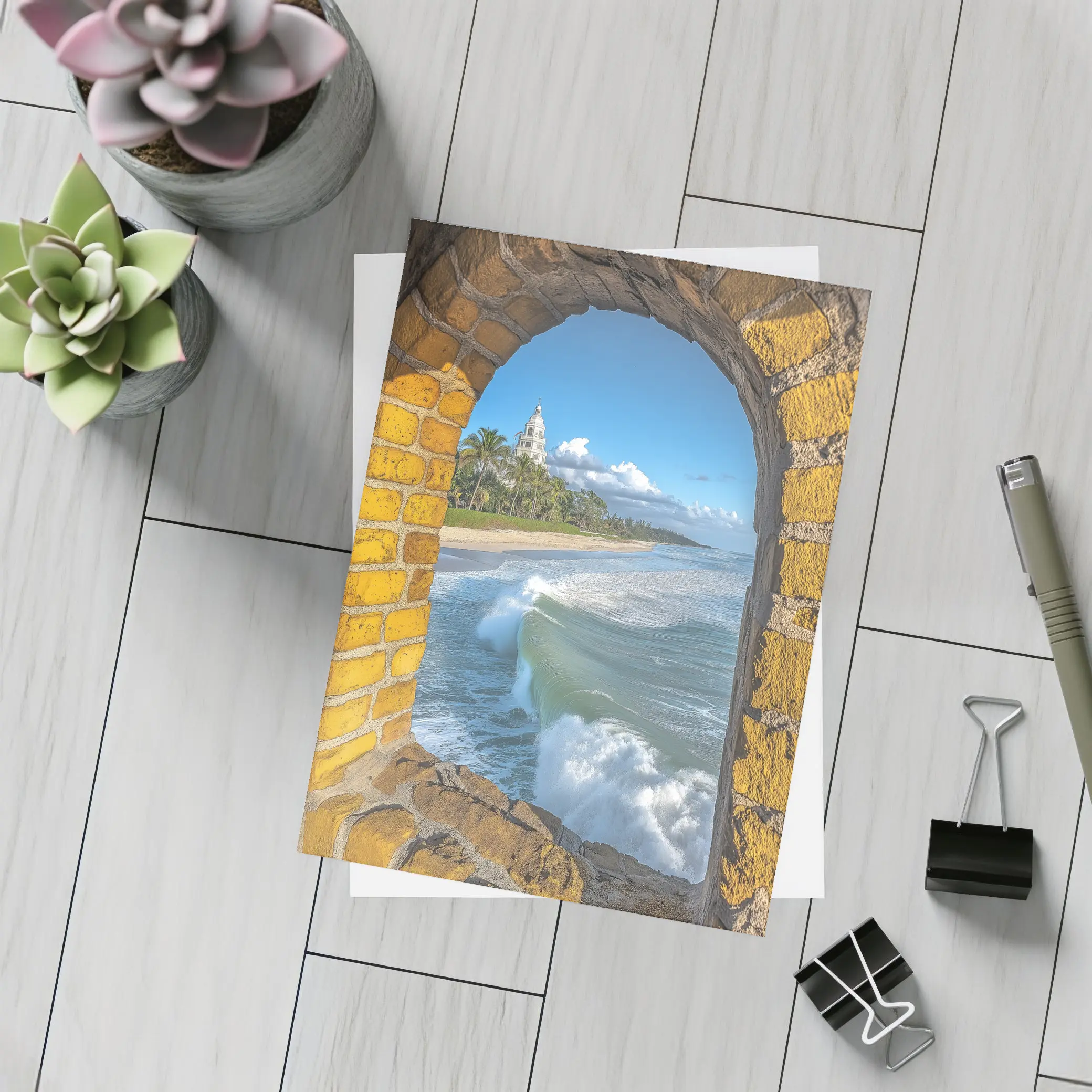 Ocean Waves Through Stone Arch Coastal – Postcards