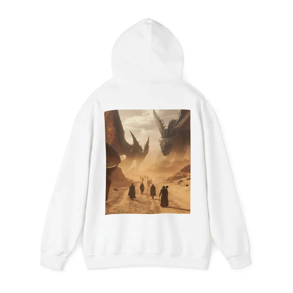 Dragons Looming Over Desert Travelers Fantasy – Hoodies