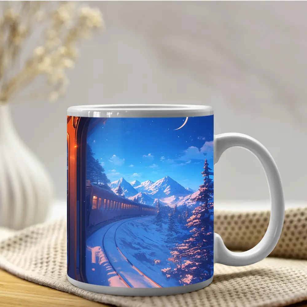 Anime Train Ride Snowy Mountain Night – Mugs
