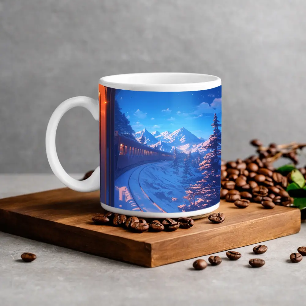 Anime Train Ride Snowy Mountain Night – Mugs