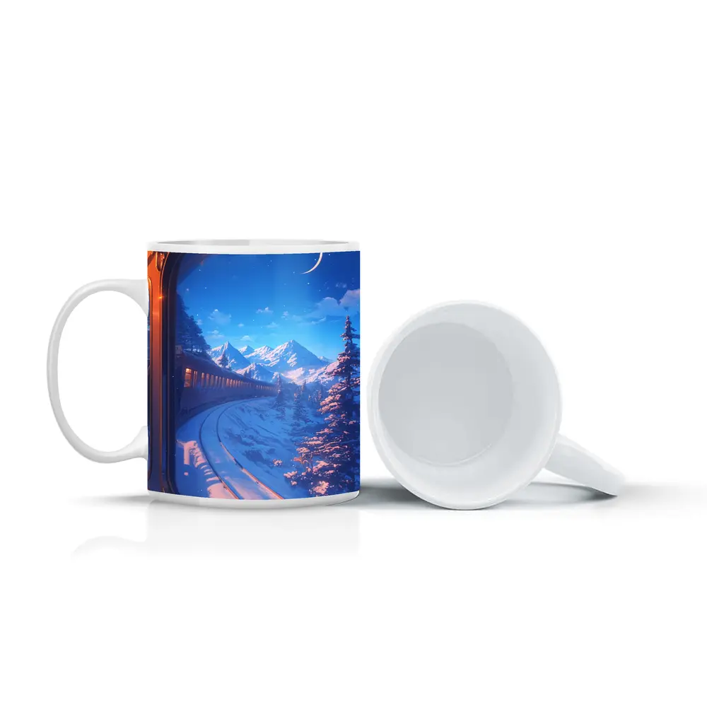 Anime Train Ride Snowy Mountain Night – Mugs