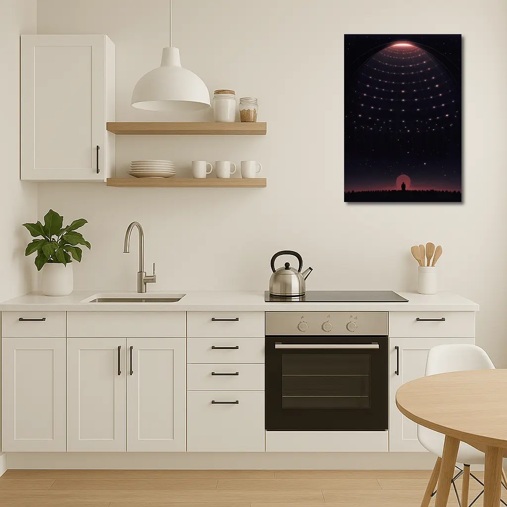 Lone Figure Under Glowing Cosmic Dome Night – Wall Art