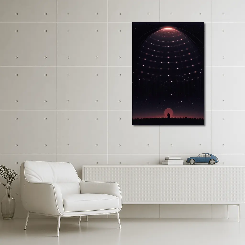 Lone Figure Under Glowing Cosmic Dome Night – Wall Art