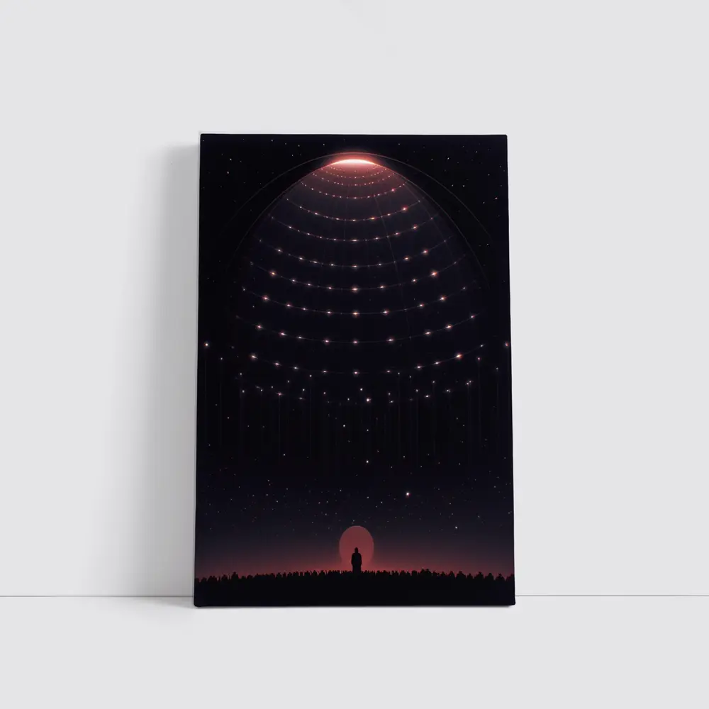 Lone Figure Under Glowing Cosmic Dome Night – Wall Art