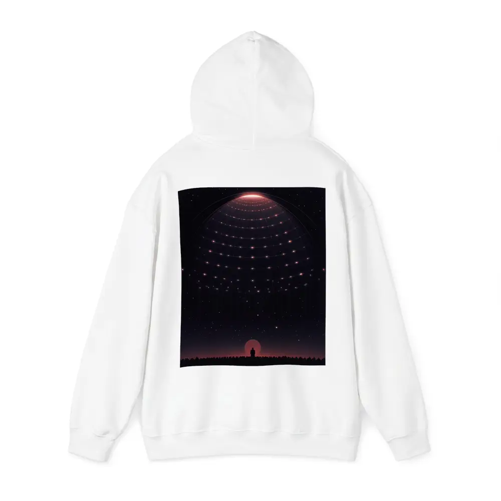 Lone Figure Under Glowing Cosmic Dome Night – Hoodies