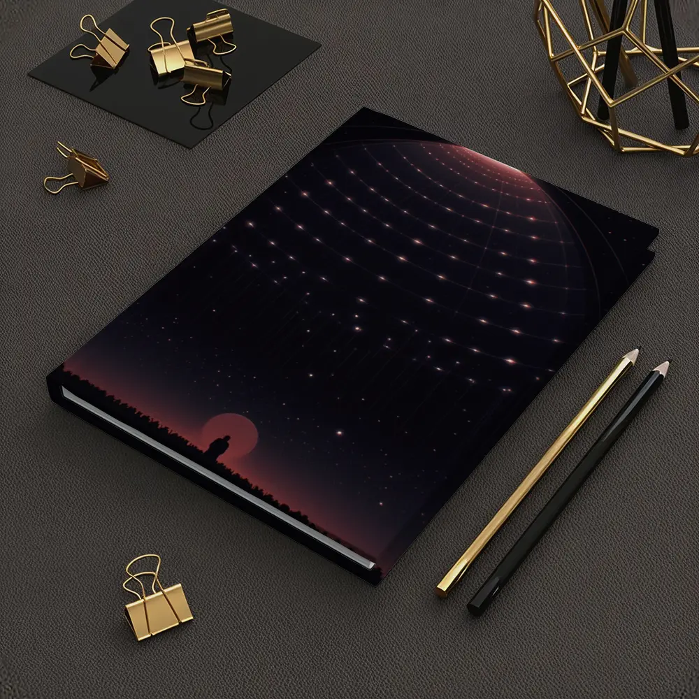 Lone Figure Under Glowing Cosmic Dome Night – Notebooks