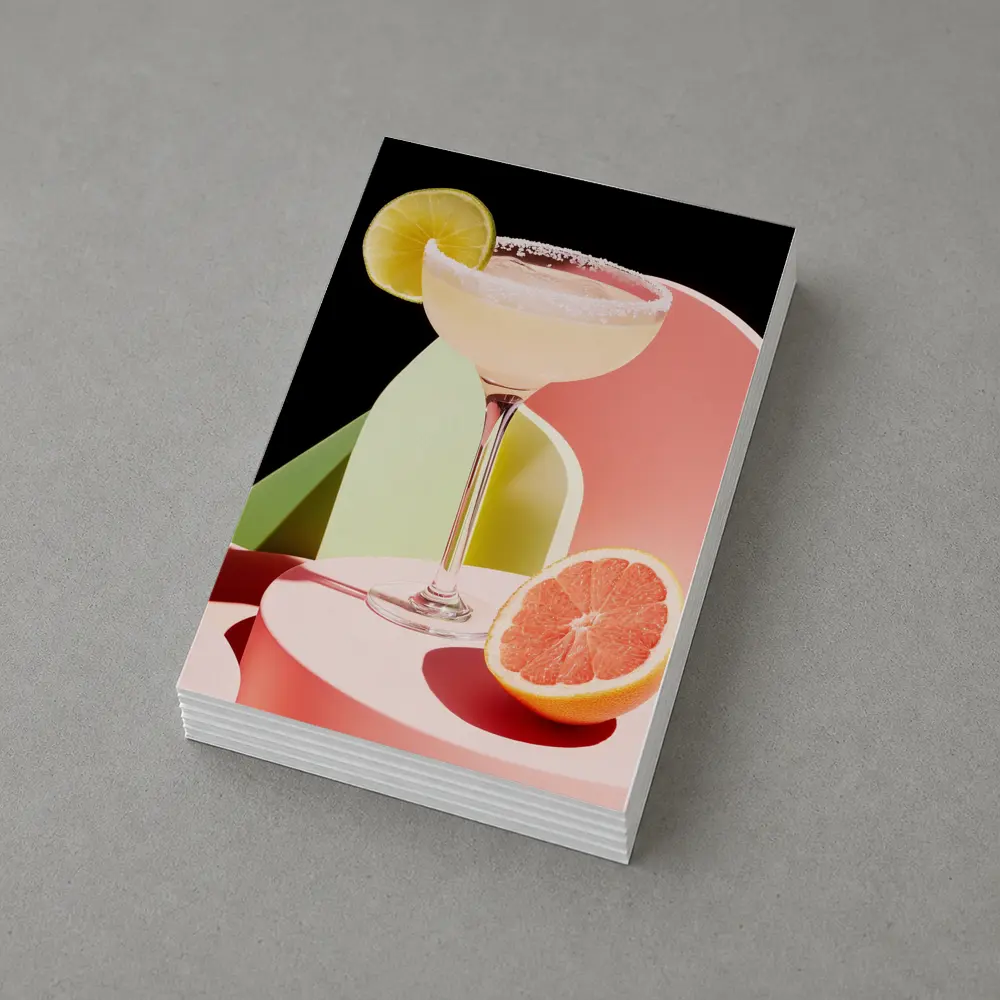 Margarita Cocktail Glass Grapefruit Geometric Background – Postcards