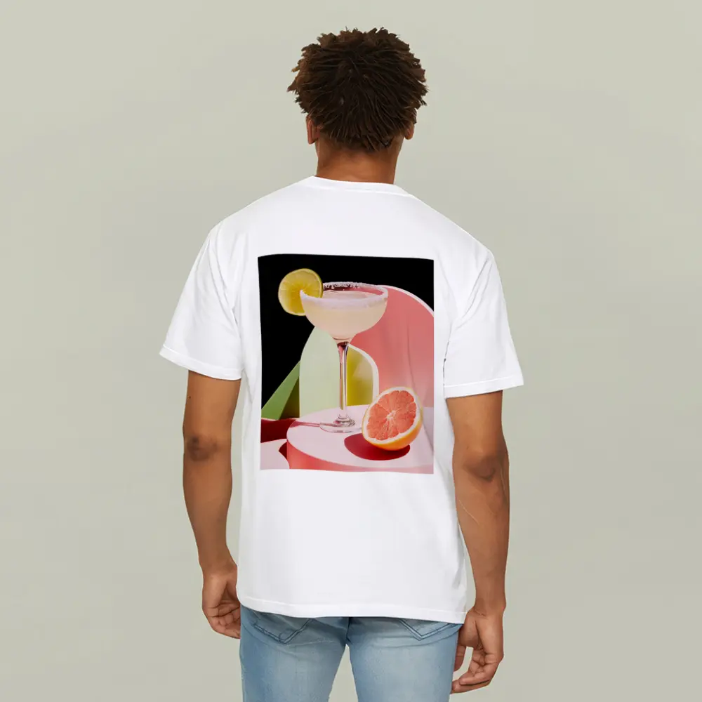 Margarita Cocktail Glass Grapefruit Geometric Background – T-Shirts
