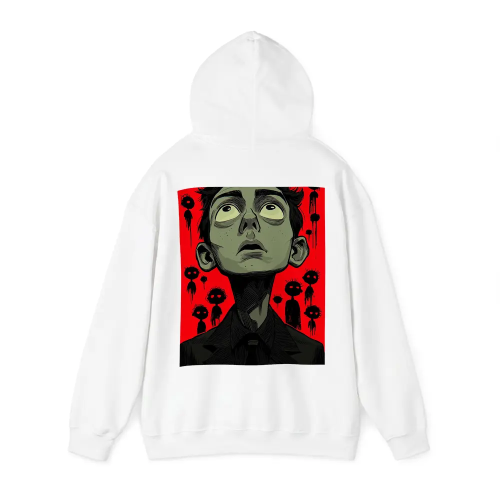 Anxious Man Surrounded By Dark Creatures Red – Hoodies