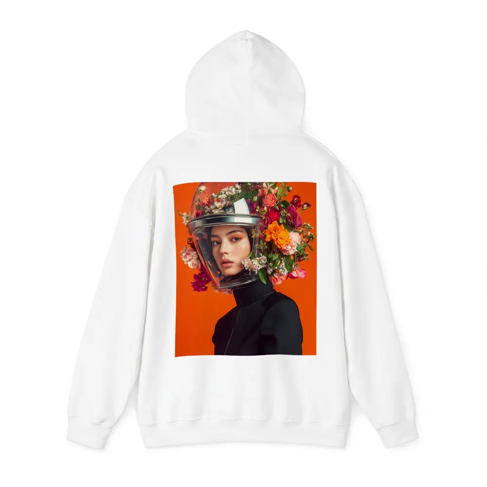 Woman Floral Helmet Fashion Orange Background – Hoodies