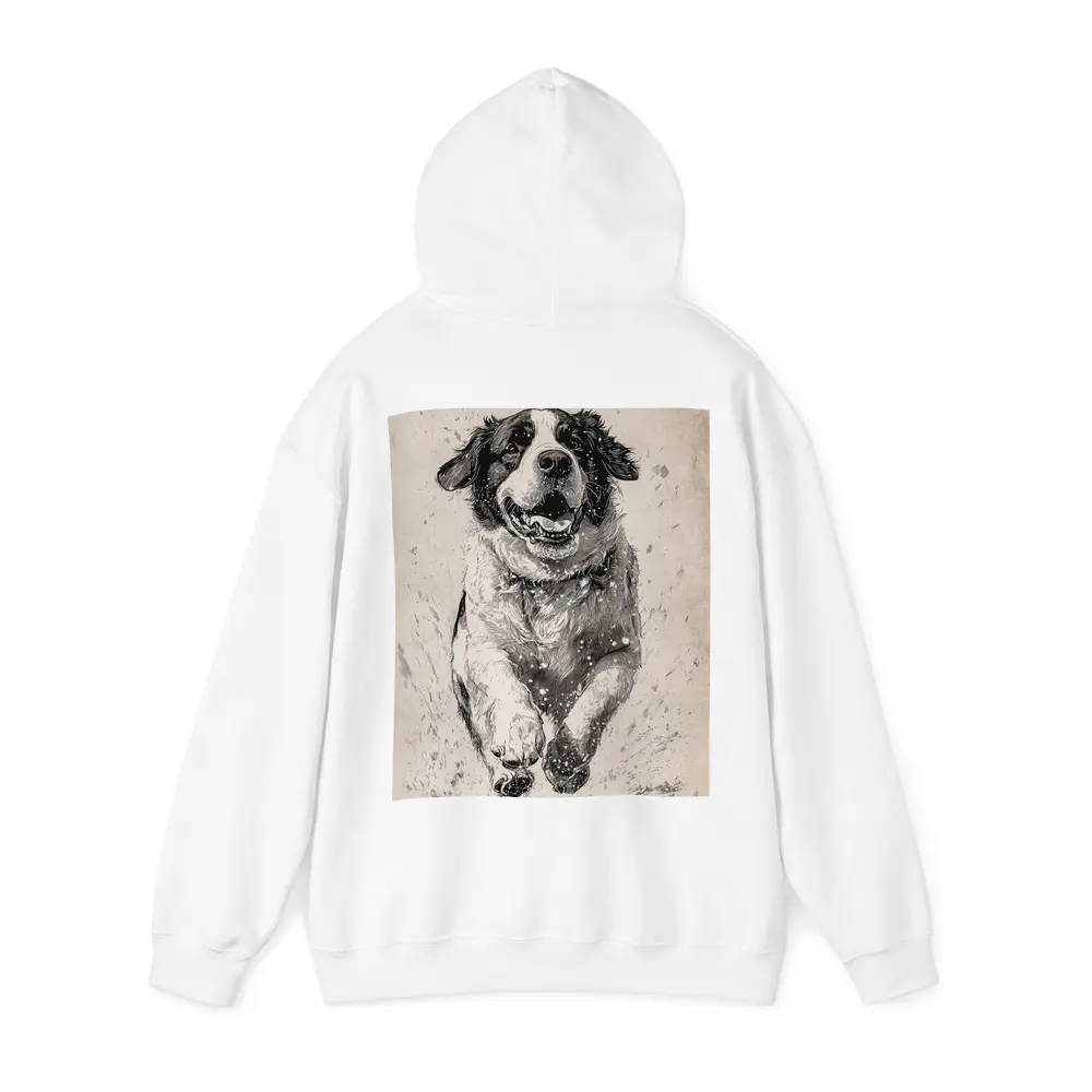 Saint Bernard Dog Running Charcoal Sketch Art – Hoodies