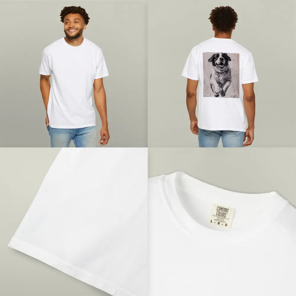 Saint Bernard Dog Running Charcoal Sketch Art – T-Shirts