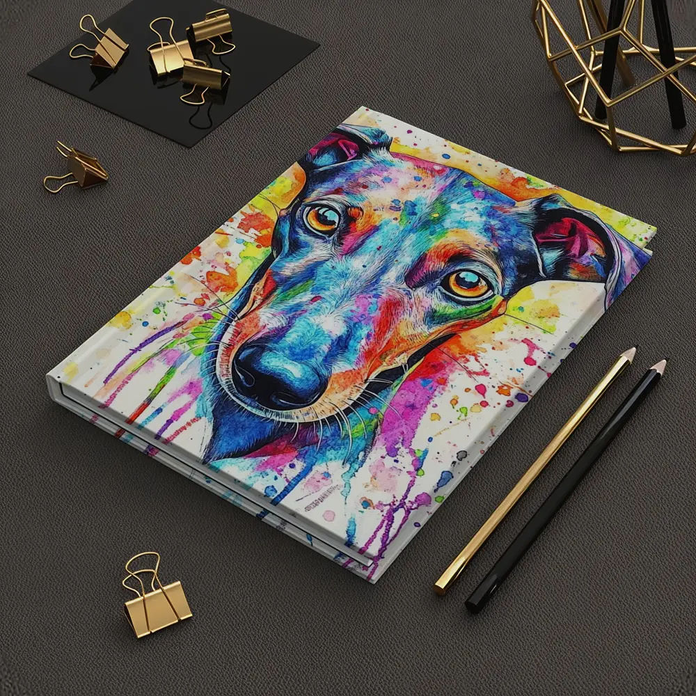 Colorful Greyhound Dog Watercolor Splatter Art – Notebooks