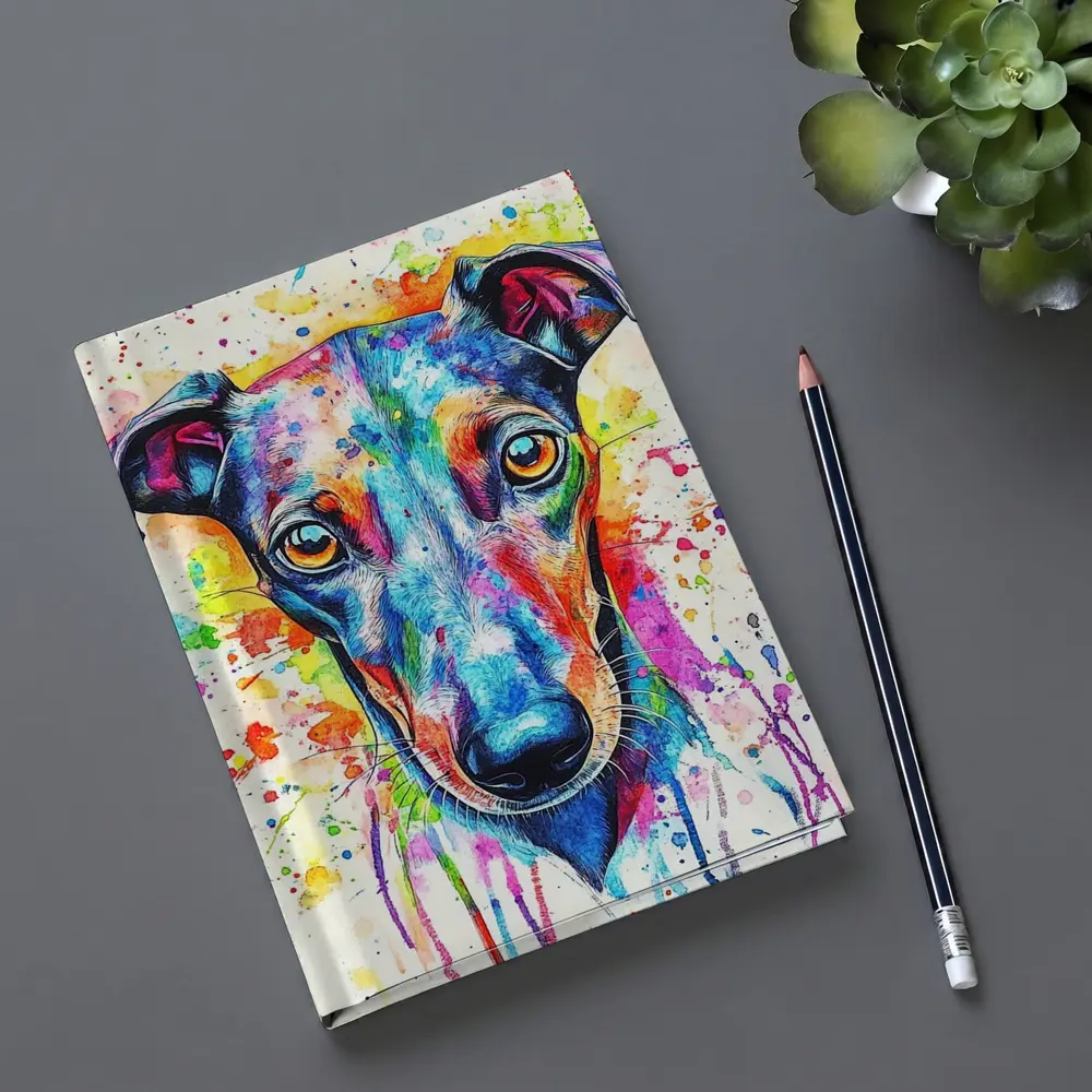 Colorful Greyhound Dog Watercolor Splatter Art – Notebooks