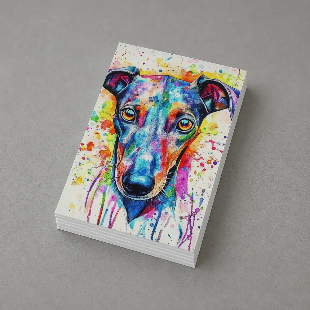 Colorful Greyhound Dog Watercolor Splatter Art – Postcards