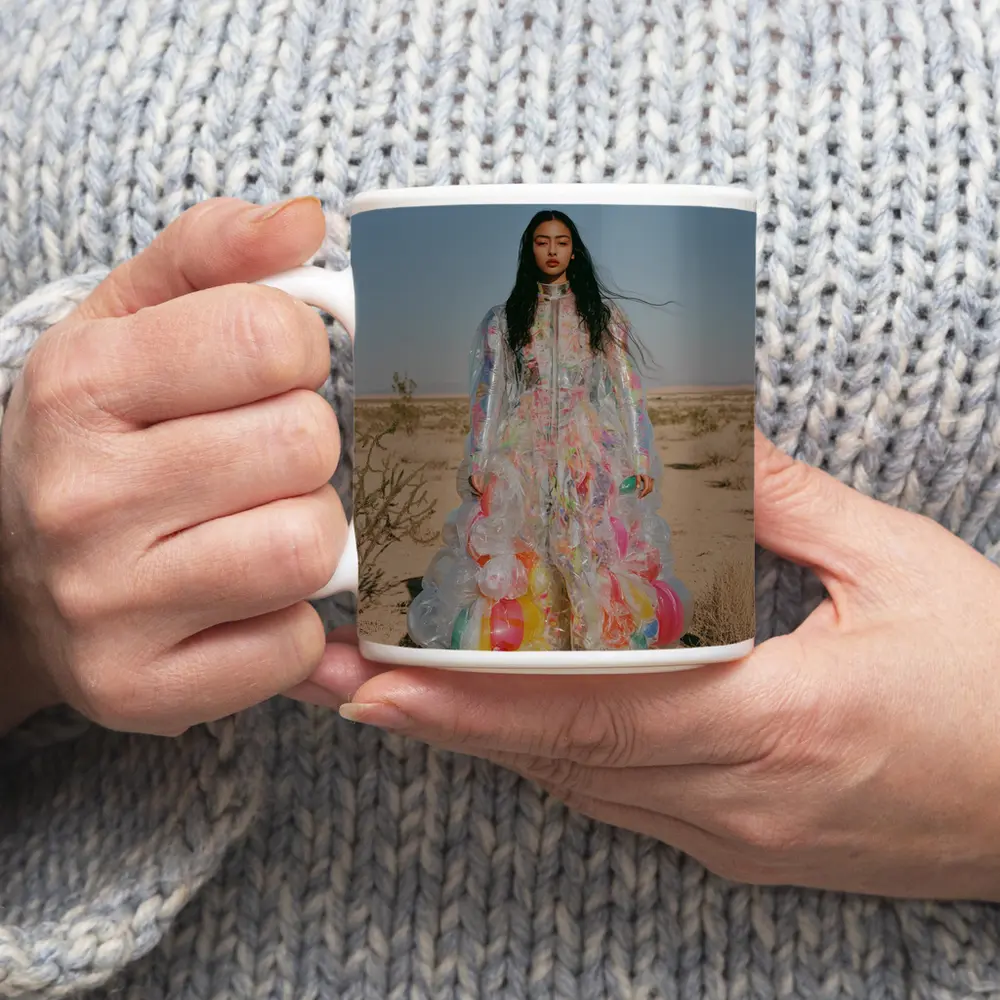 Woman Plastic Dress Desert Fashion Art – Mugs