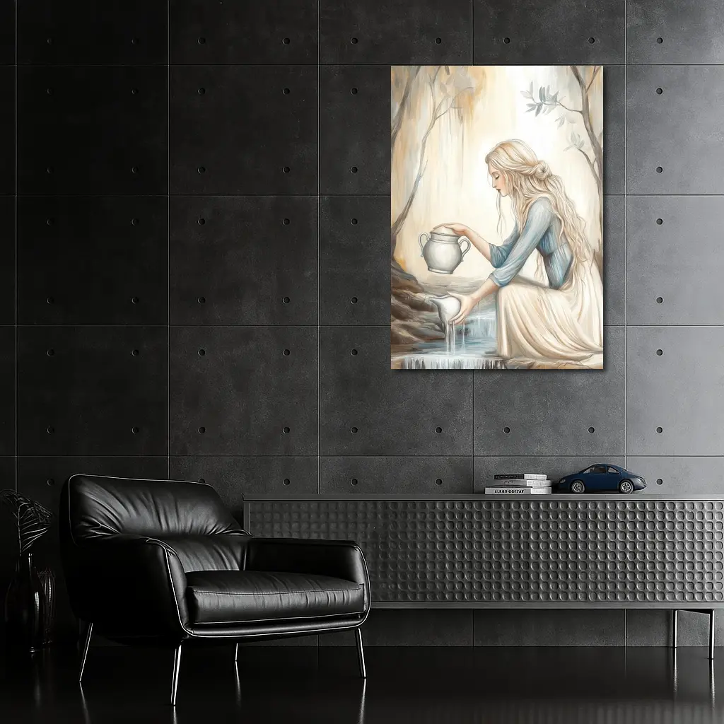 Aquarius Woman Pouring Water Forest Art – Wall Art