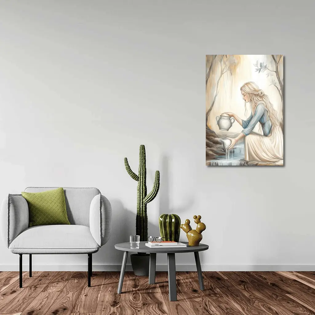Aquarius Woman Pouring Water Forest Art – Wall Art