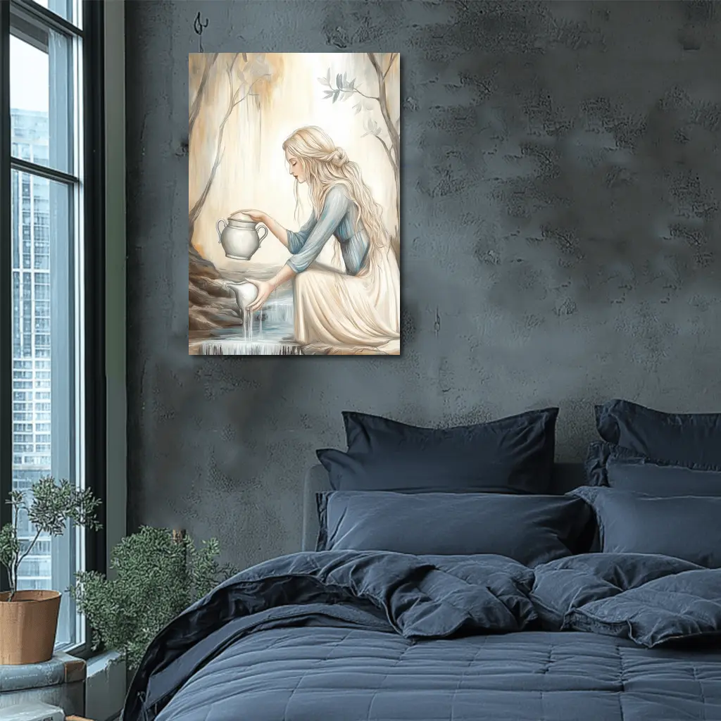 Aquarius Woman Pouring Water Forest Art – Wall Art