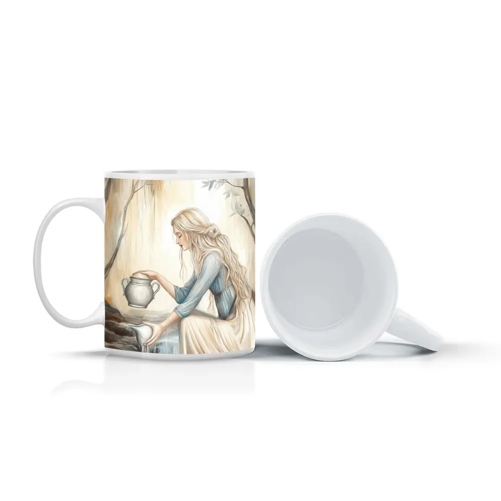 Aquarius Woman Pouring Water Forest Art – Mugs