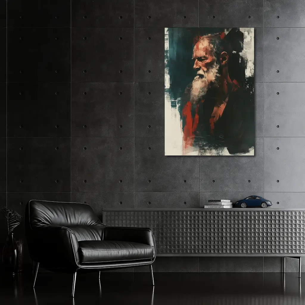 Old Man Portrait Dark Painterly Art Style – Wall Art