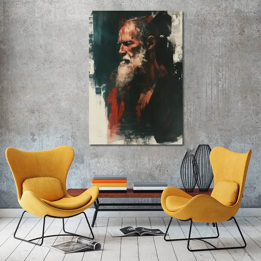 Old Man Portrait Dark Painterly Art Style – Wall Art